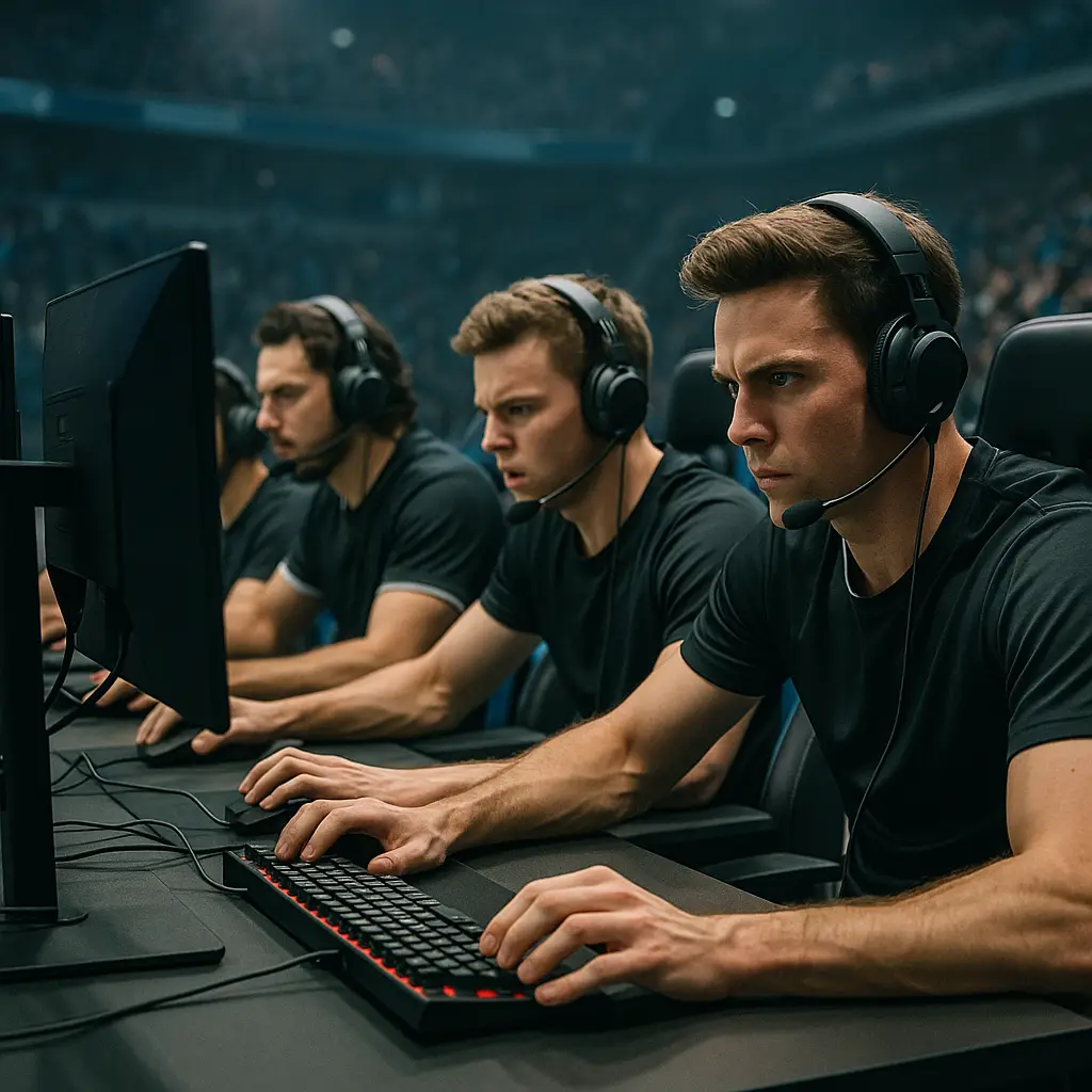 ผู้เล่นอีสปอร์ตแข่งขันในสนามเกมดิจิทัล